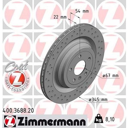 ZIMMERMANN Brake Disc - Standard/Coated, 400.3688.20 400.3688.20